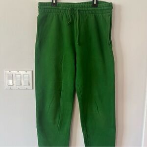 TNA Aritzia Cozy Green Fleece Pants Draw String Womens Medium M